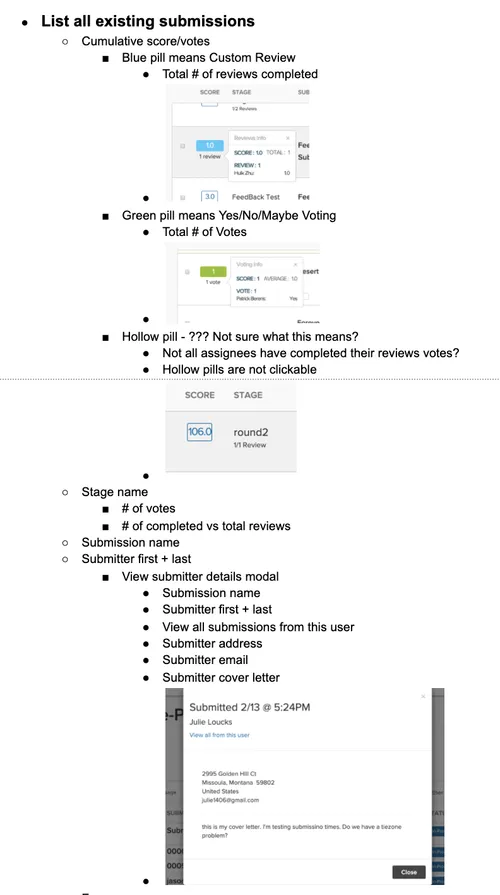 Submission list action audit — 4