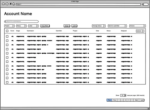 submission list view wireframe